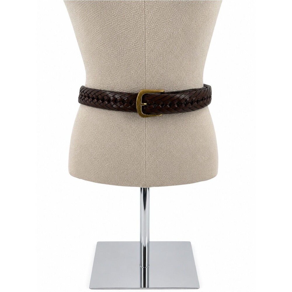 L.L. Bean Brown Braided Full Grain Leather Belt Brass Buckle Size 40